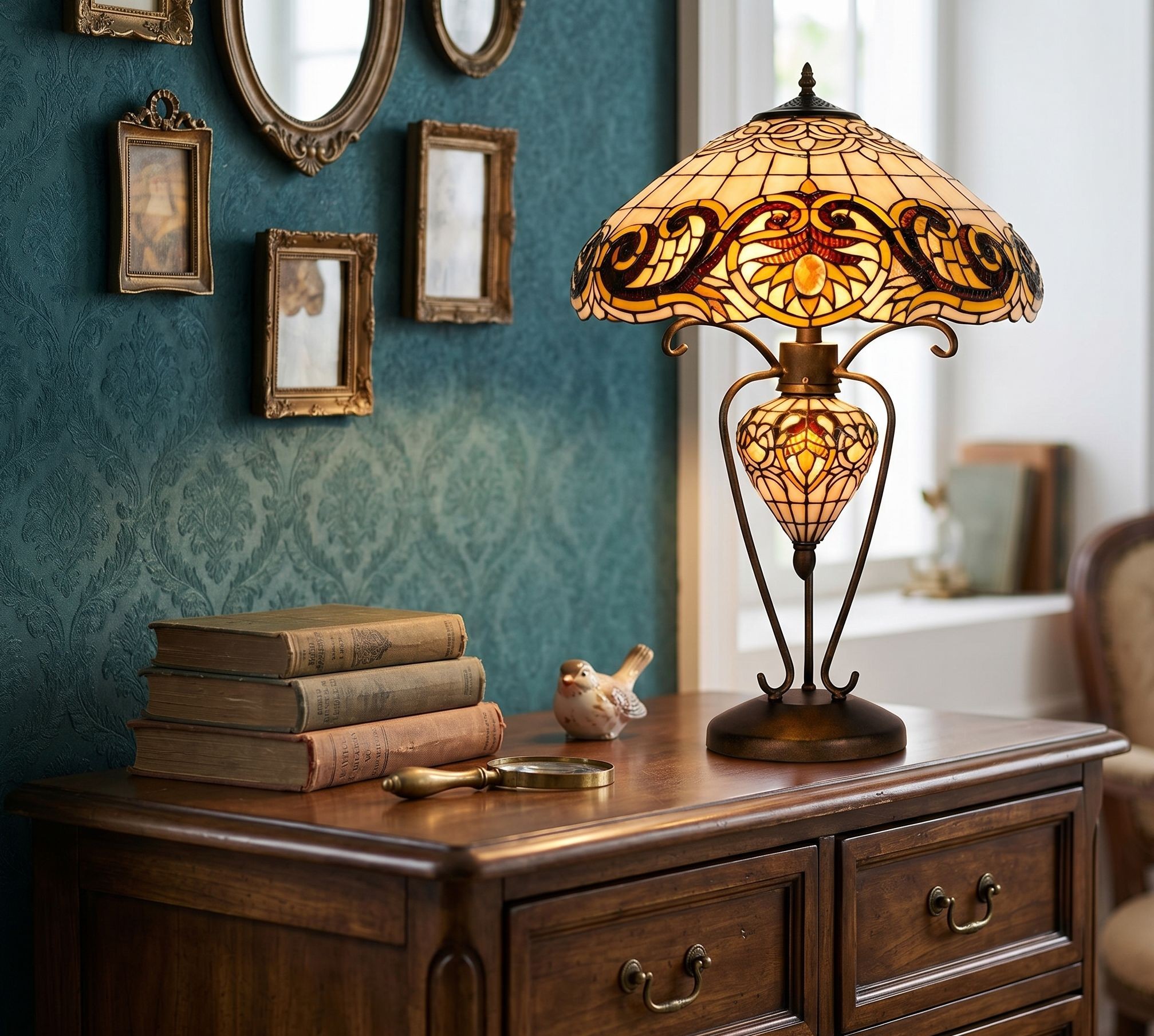 Stolní lampa Tiffany - Ø 46*76 cm Clayre & Eef Stolní lampa Tiffany - Ø 46*76 cm Clayre & Eef