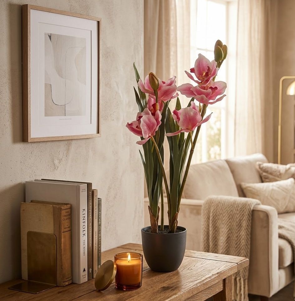 Půvabná umělá orchidej v květináči - 14*14*55 cm Clayre & Eef Půvabná umělá orchidej v květináči - 14*14*55 cm Clayre & Eef