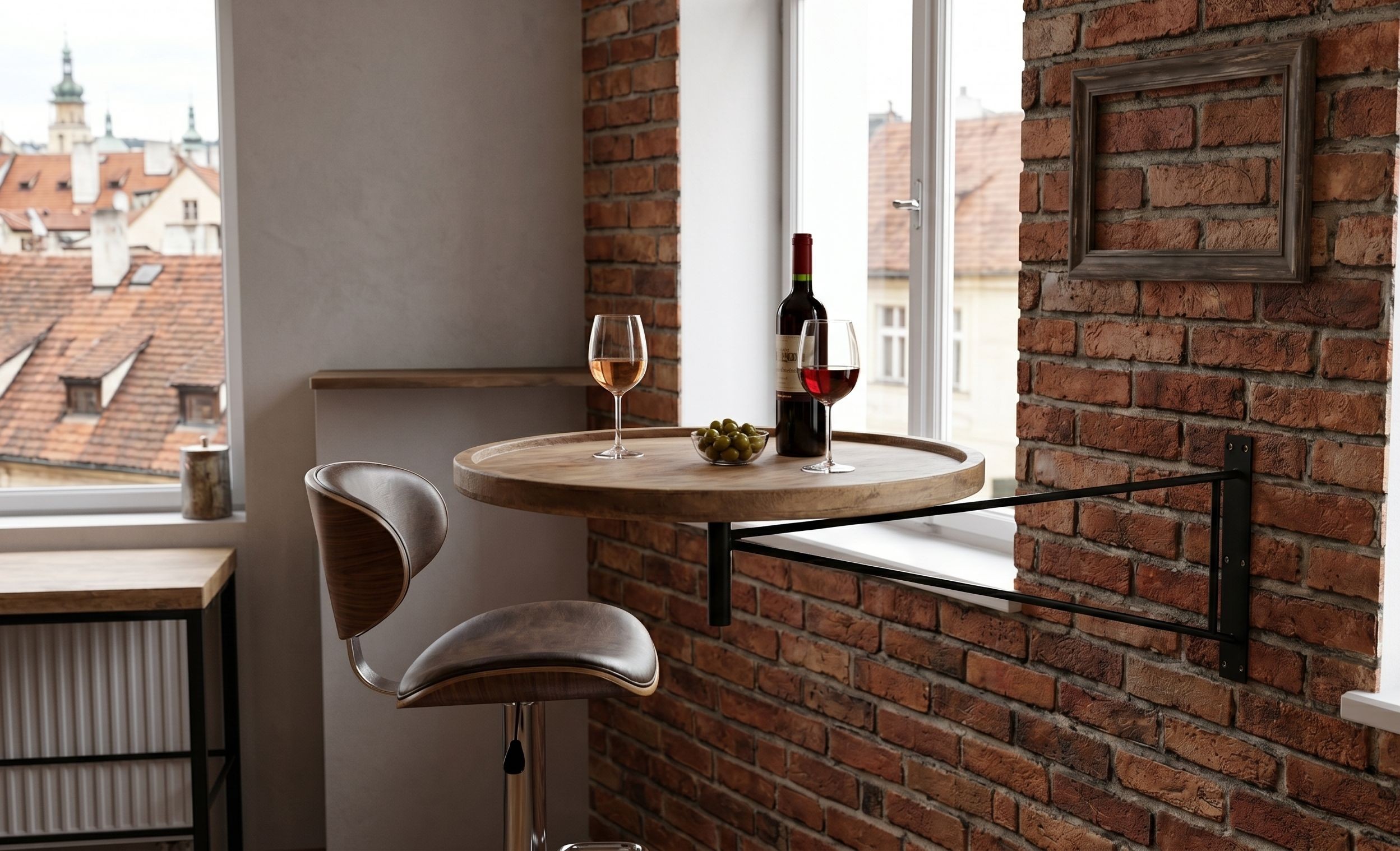 Nástěnný otáčecí bistro stolek BAR - Ø 55*80cm J-Line by Jolipa Nástěnný otáčecí bistro stolek BAR - Ø 55*80cm J-Line by Jolipa