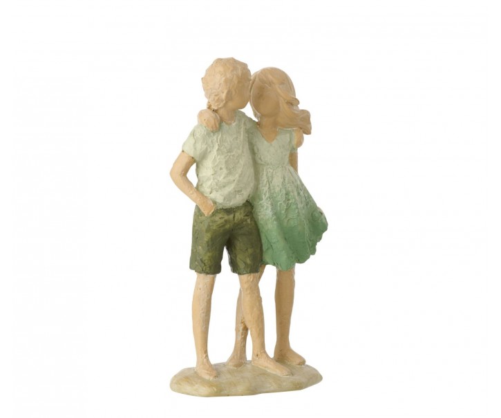 Zelená dekorace děti Rodinné štěstí - 10*5*17 cm J-Line by Jolipa