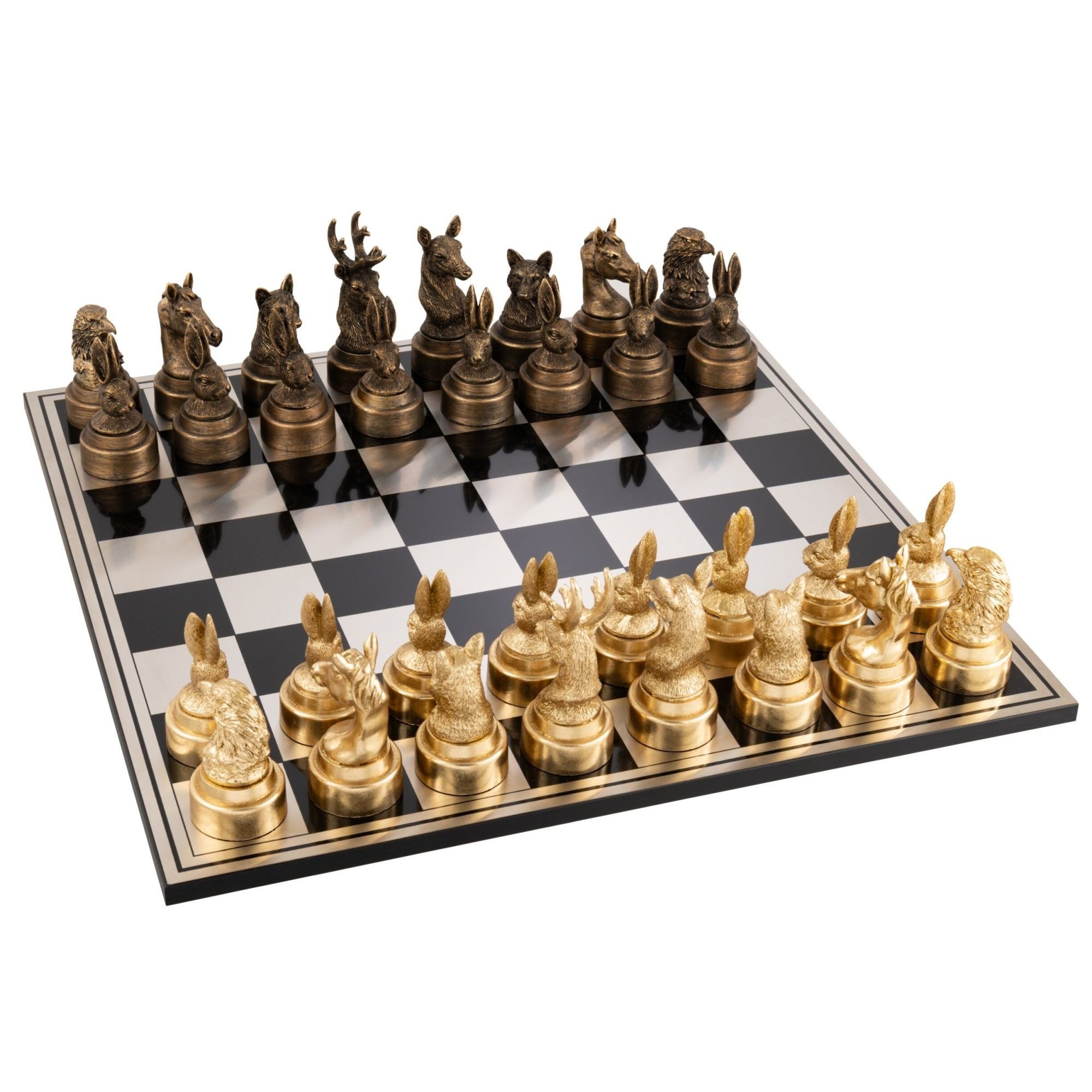 Luxusní šachová sada Chess Animals Gold & Bronze – 60*15*60 cm