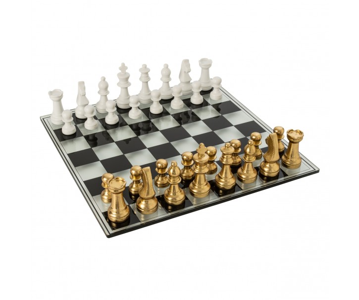 Luxusní šachová sada Chess Bronze & White – 60*15*60 cm J-Line by Jolipa