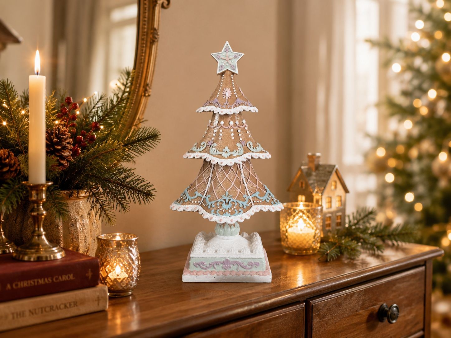 Dekorace vánoční perníkový stromek Gingerbread Tree - 12*12*25 cm Clayre & Eef Dekorace vánoční perníkový stromek Gingerbread Tree - 12*12*25 cm Clayre & Eef
