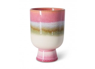 Růžový kameninový obal na květináč Retro Rosefield - Ø 13*19,5 cm