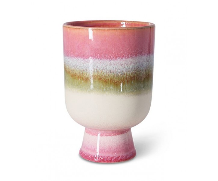 Růžový kameninový obal na květináč Retro Rosefield - Ø 13*19,5 cm HKLIVING