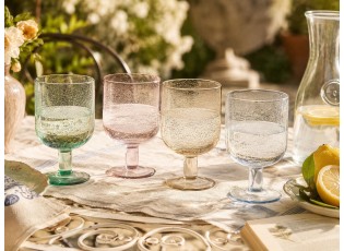 4ks barevná sklenička na noze s bublinkami Louise - Ø8*13cm / 360ml