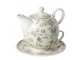 Bílá porcelánová konvička tea for one Vintage Blossom - 6*6*13 cm J-Line by Jolipa