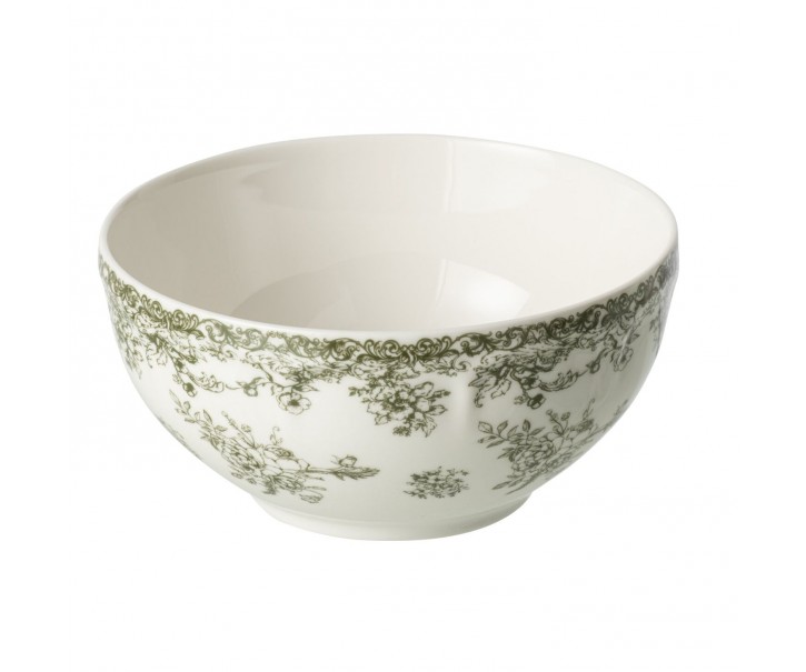 Bílá porcelánová servírovací miska Vintage Blossom - 14*14*6 cm J-Line by Jolipa