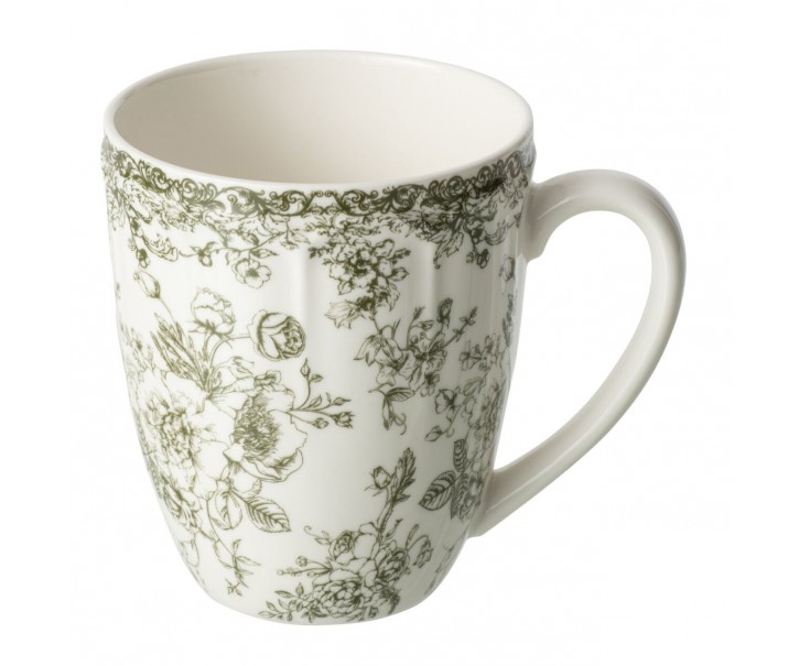Bílý porcelánový hrneček Vintage Blossom - 9*9*11 cm J-Line by Jolipa