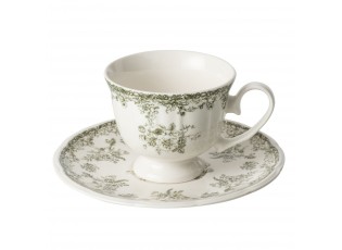 Bílý porcelánový šálek s podšálkem Vintage Blossom - 9*9*7 cm