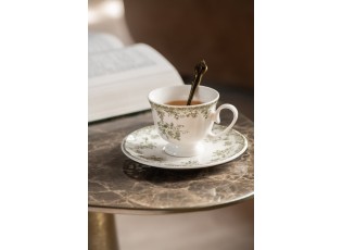 Bílý porcelánový šálek s podšálkem Vintage Blossom - 9*9*7 cm