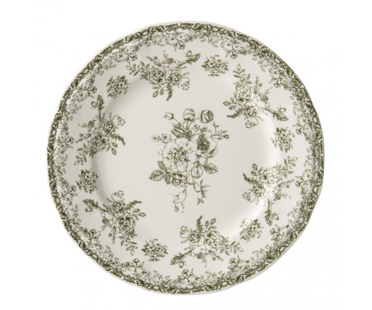 Bílý porcelánový jídelní talíř Vintage Blossom - ⌀26*2,2 cm J-Line by Jolipa