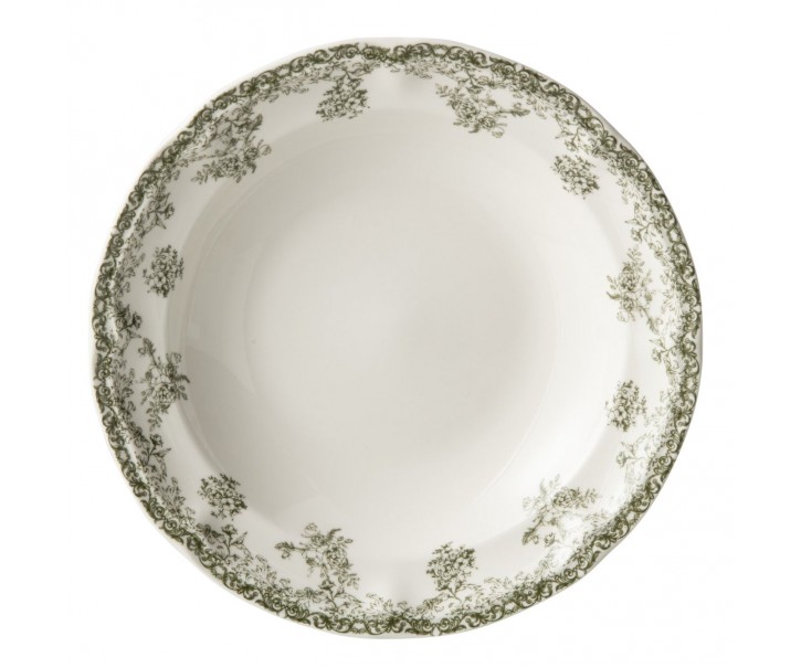 Bílý porcelánový hluboký talíř Vintage Blossom - ⌀22*3,4 cm J-Line by Jolipa