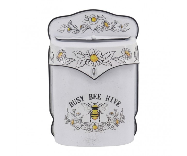 Krémová retro poštovní schránka s včelou Busy Bee Hive - 24*10*35 cm Clayre & Eef