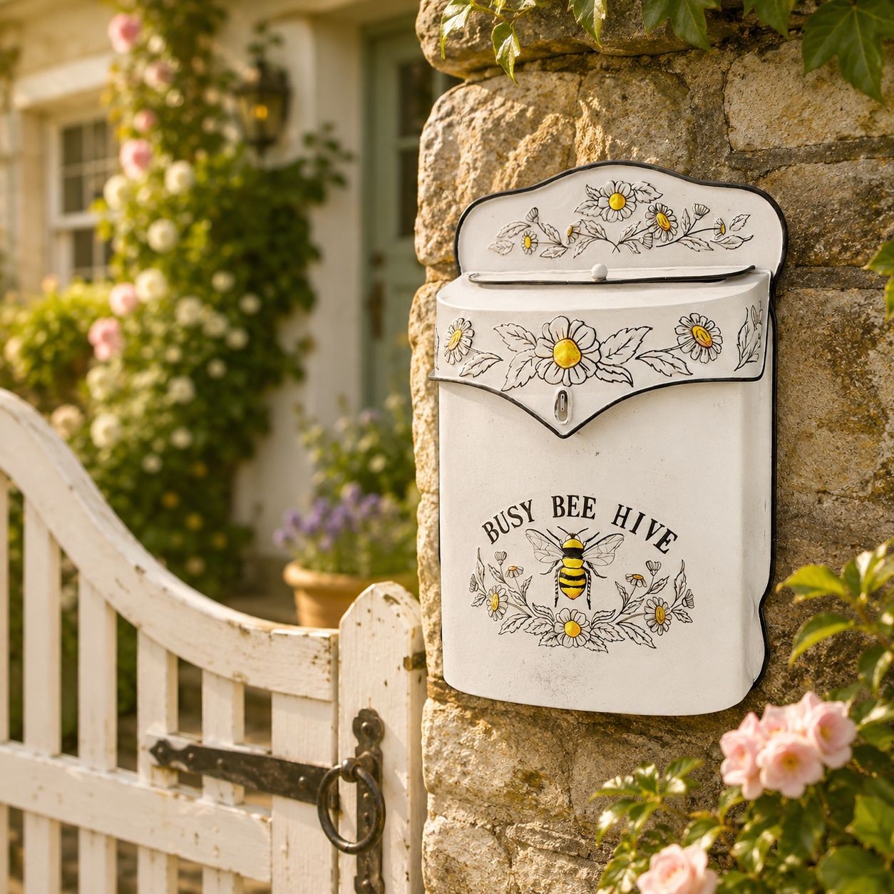 Krémová retro poštovní schránka s včelou Busy Bee Hive - 24*10*35 cm Clayre & Eef Krémová retro poštovní schránka s včelou Busy Bee Hive - 24*10*35 cm Clayre & Eef