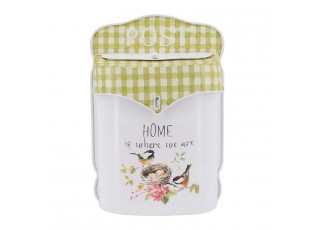 Bílá antik poštovní schránka s ptáčky Home - 24*10*35 cm