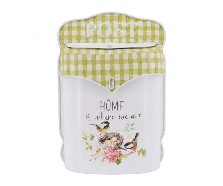 Bílá antik poštovní schránka s ptáčky Home - 24*10*35 cm Clayre & Eef