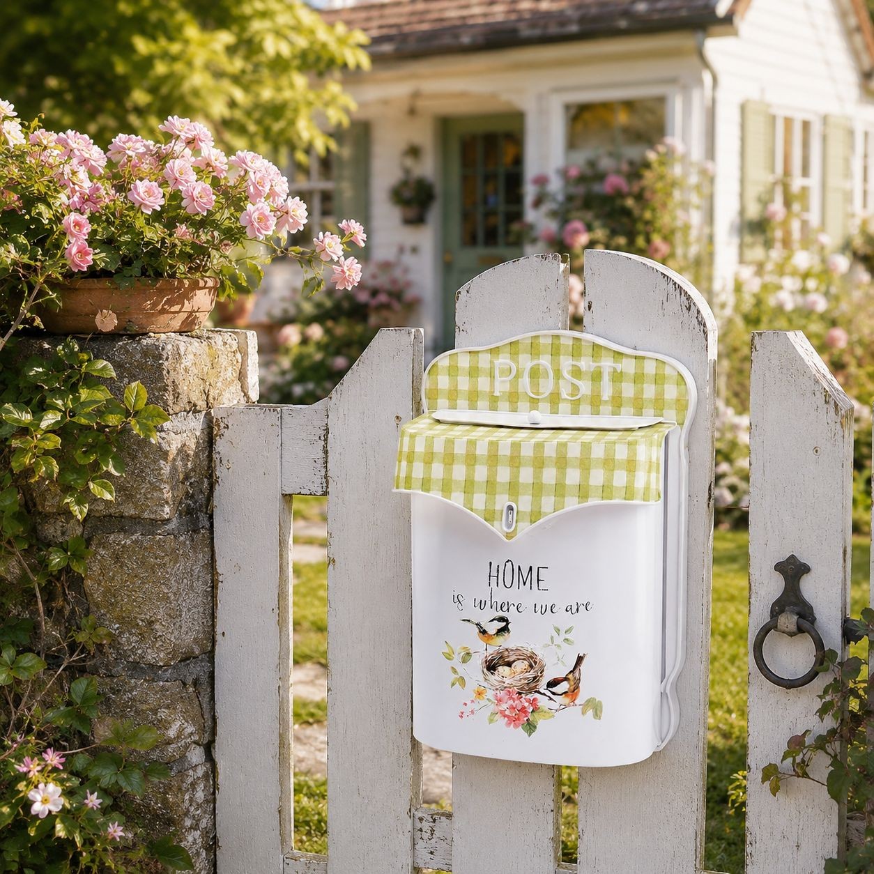 Bílá antik poštovní schránka s ptáčky Home - 24*10*35 cm Clayre & Eef Bílá antik poštovní schránka s ptáčky Home - 24*10*35 cm Clayre & Eef