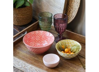 Růžová porcelánová miska s květy uvnitř Arés - Ø 7,5*3,5 cm / 100ml