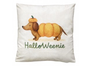 Polštář jezevčík v dýňovém kostýmu HalloWeenie - 45*45*4 cm