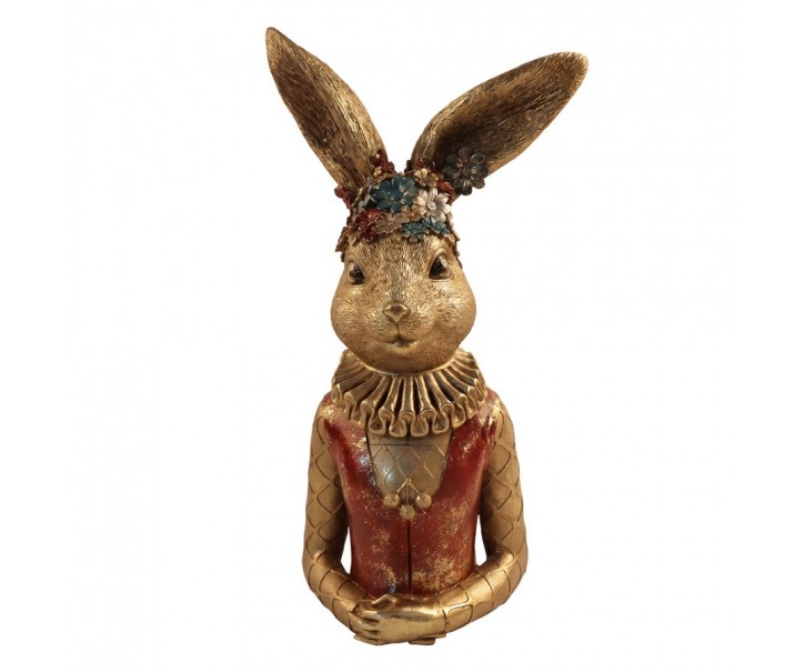 Zlatá antik dekorace figurka králičí dáma - 27*17*51 cm Clayre & Eef