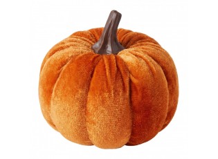 Oranžová dekorační sametová dýně Pumpkin Velvet - Ø 10 cm