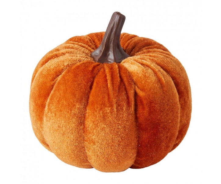 Oranžová dekorační sametová dýně Pumpkin Velvet - Ø 10 cm Clayre & Eef