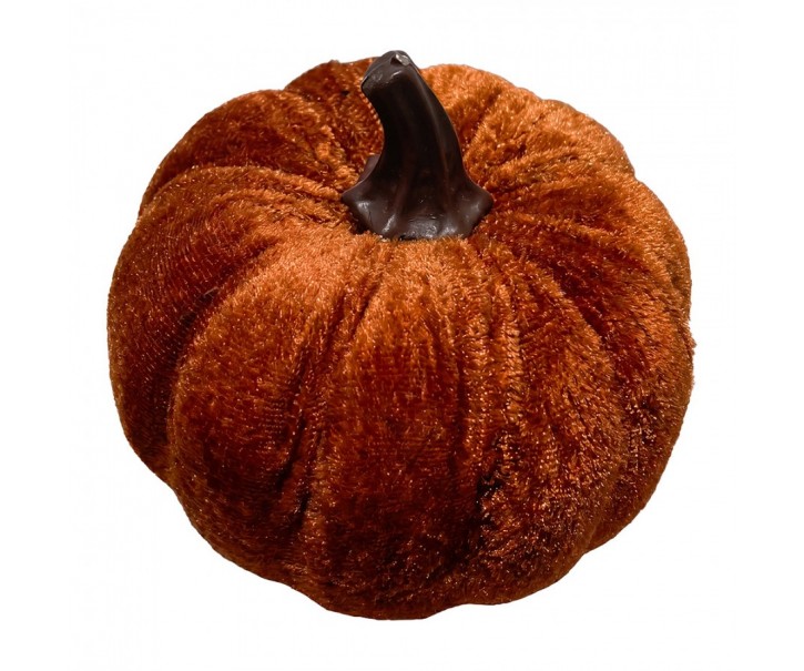 Rezavá dekorační sametová dýně Pumpkin Velvet - Ø 6 cm Clayre & Eef