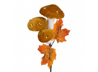 Oranžová dekorační větvička s houbami - 8*4*55 cm