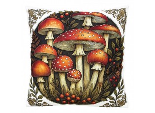 Dekorační polštář s motivem muchomůrek - 45*45*4 cm