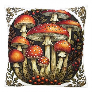 Dekorační polštář s motivem muchomůrek - 45*45*4 cm