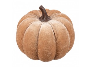 Béžová dekorační sametová dýně Pumpkin Velvet - Ø 10 cm