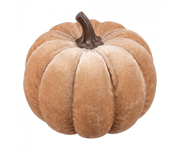 Béžová dekorační sametová dýně Pumpkin Velvet - Ø 10 cm Clayre & Eef