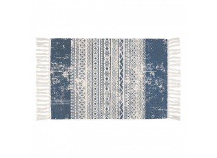 Béžovo-modrý koberec s vintage vzhledem a třásněmi - 60*90 cm