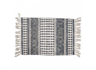 Béžovo-černý koberec s orientálním motivem a třásněmi - 60*90 cm