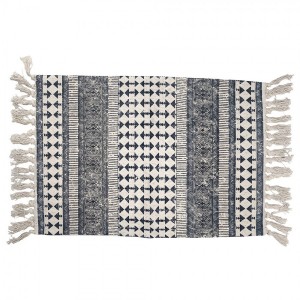 Béžovo-černý koberec s orientálním motivem a třásněmi - 60*90 cm