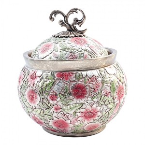 Elegantní dekorační dóza s květy a ptáčky Vintage - Ø 23*25 cm