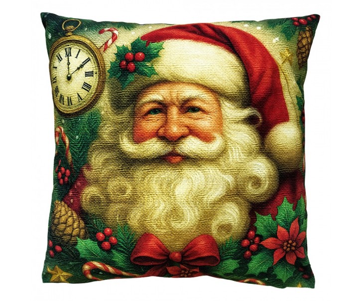 Dekorativní vánoční polštář Santa - 45*45*4 cm Clayre & Eef