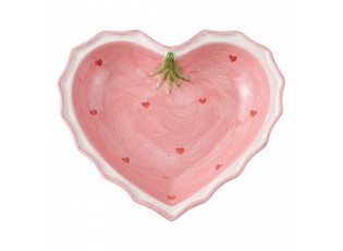 Růžová keramická miska ve tvaru srdce Sweet Hearts - 20*20*4 cm