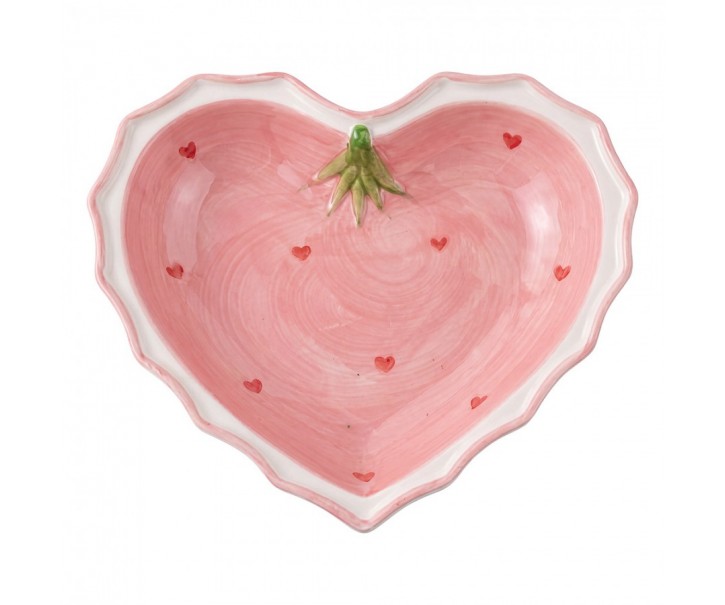 Růžová keramická miska ve tvaru srdce Sweet Hearts - 20*20*4 cm Clayre & Eef