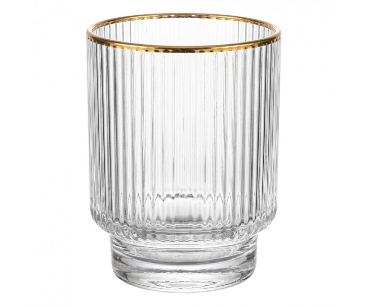 Elegantní sklenice na vodu se zlatým okrajem - Ø 8*10 cm / 320 ml Clayre & Eef