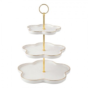 Elegantní keramický 3-patrový etažér ve tvaru květů - Ø 24 cm