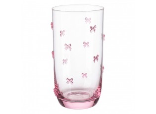 Sklenice na vodu s romantickým motivem mašliček - Ø 7*15 cm / 350 ml