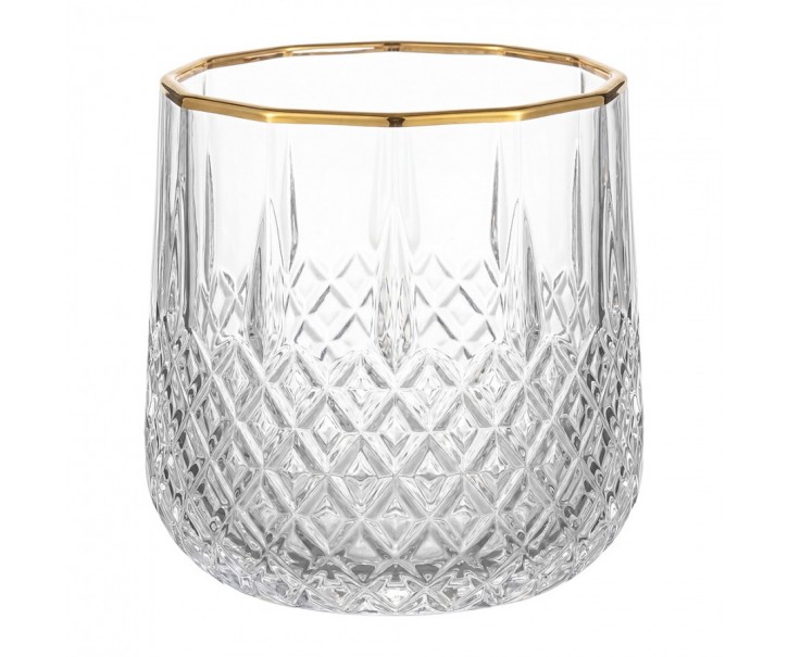 Elegantní sklenice na vodu se zlatým okrajem - Ø 8*9 cm / 250 ml Clayre & Eef