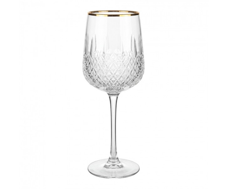 Elegantní sklenice na víno se zlatým okrajem - Ø 7*23 cm / 300 ml Clayre & Eef