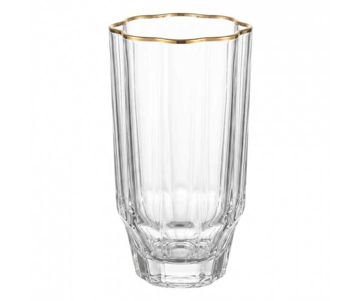 Elegantní sklenice na vodu se zlatým okrajem - Ø 7*13 cm / 300 ml Clayre & Eef