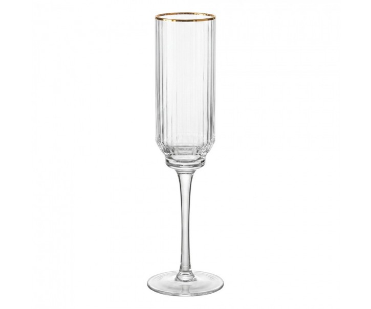 Elegantní sklenice na šampaňské se zlatým okrajem - Ø 5*25 cm / 150 ml Clayre & Eef