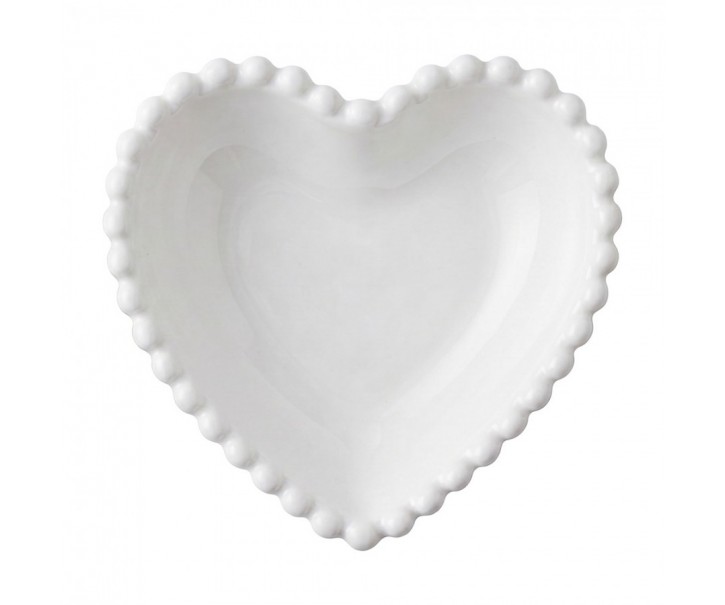 Keramická mistička ve tvaru srdce s perličkovým okrajem - 10*10*4 cm Clayre & Eef