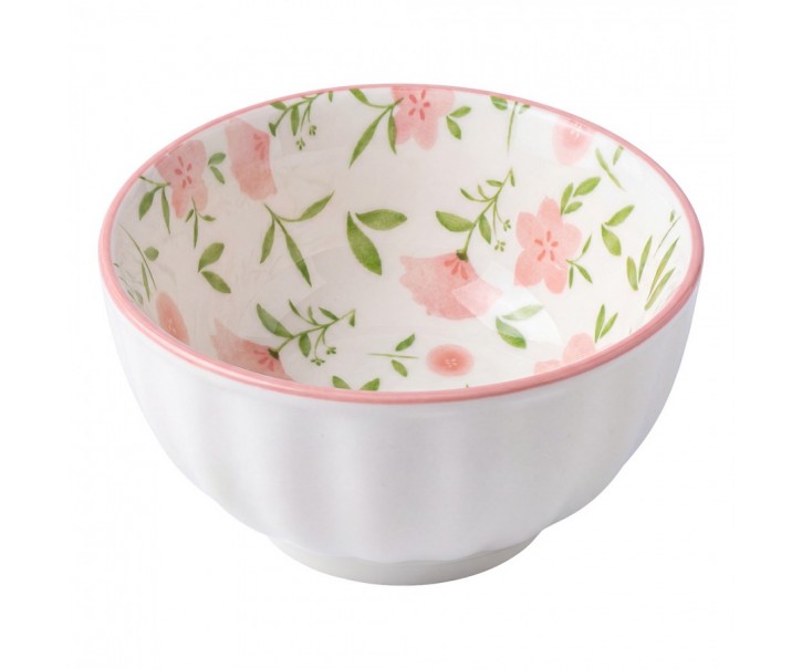 Elegantní keramická miska s jemným květinovým motivem - Ø 10*5 cm Clayre & Eef