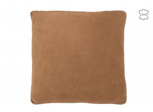 Stylový hnědý kožený polštář - 45*7*45cm